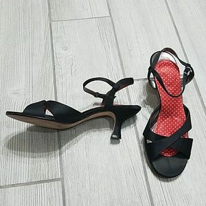Strappy satin kitten heels